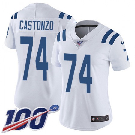 Nike Colts #74 Anthony Castonzo White Women's Stitched NFL 100th Season Vapor Untouchable Limited Jersey