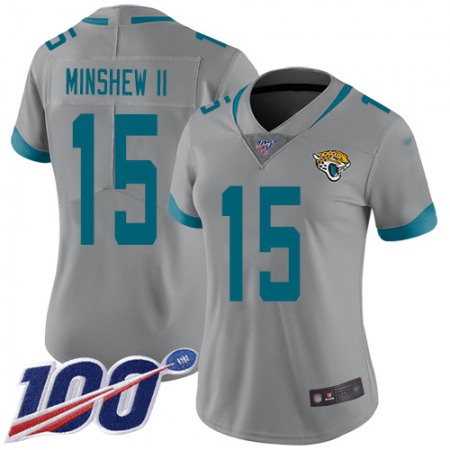 Nike Jaguars #15 Gardner Minshew II Silver Women's Stitched NFL Limited Inverted Legend 100th Season Jersey