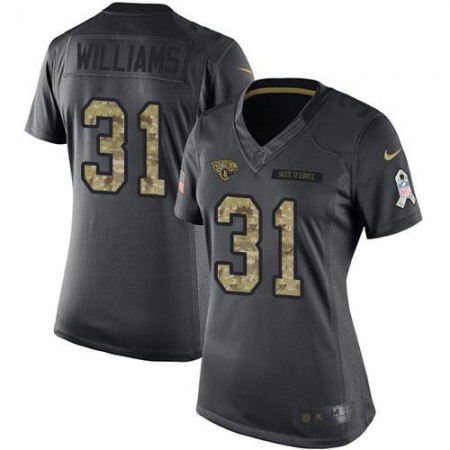 Nike Jaguars #31 Darious Williams Black Women's Stitched NFL Limited 2016 Salute to Service Jersey