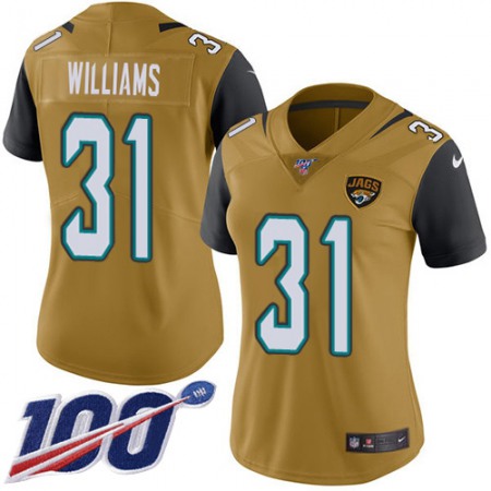 Nike Jaguars #31 Darious Williams Gold Women's Stitched NFL Limited Rush 100th Season Jersey