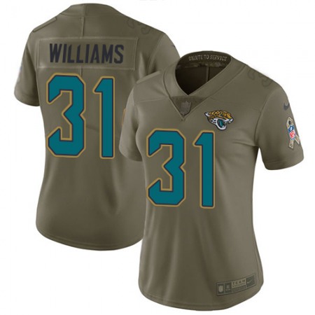 Nike Jaguars #31 Darious Williams Olive Women's Stitched NFL Limited 2017 Salute To Service Jersey