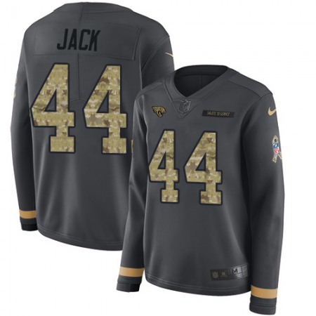 Nike Jaguars #44 Myles Jack Anthracite Salute to Service Women's Stitched NFL Limited Therma Long Sleeve Jersey