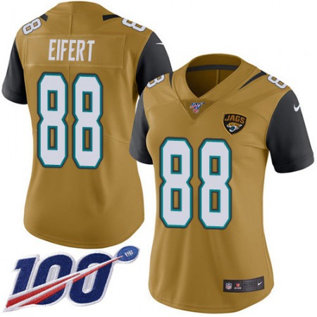 Nike Jaguars #88 Tyler Eifert Gold Women's Stitched NFL Limited Rush 100th Season Jersey