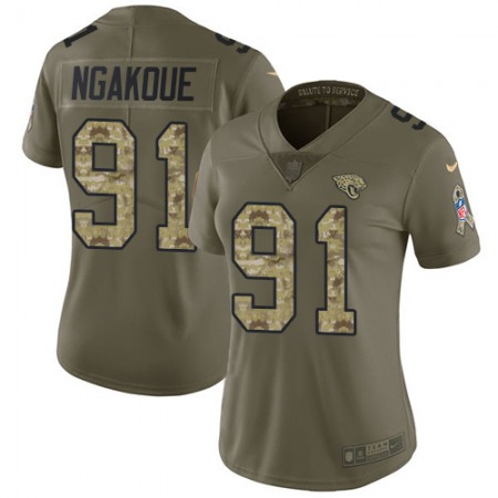 Nike Jaguars #91 Yannick Ngakoue Olive/Camo Women's Stitched NFL Limited 2017 Salute to Service Jersey