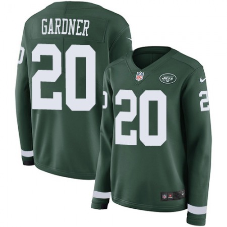 Nike Jets #20 Ahmad Sauce Gardner Green Team Color Women's Stitched NFL Limited Therma Long Sleeve Jersey