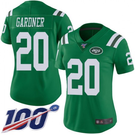 Nike Jets #20 Ahmad Sauce Gardner Green Women's Stitched NFL Limited Rush 100th Season Jersey