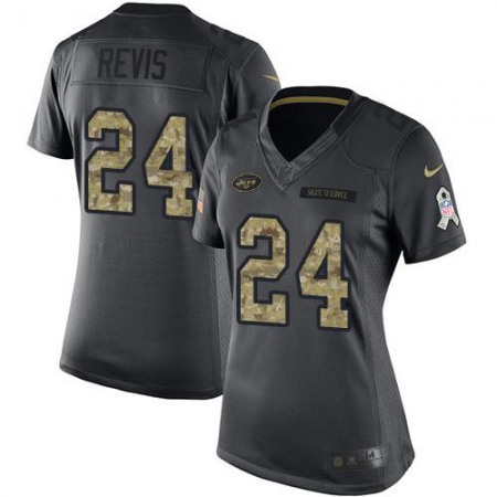 Nike Jets #24 Darrelle Revis Black Women's Stitched NFL Limited 2016 Salute to Service Jersey