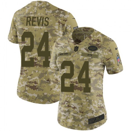 Nike Jets #24 Darrelle Revis Camo Women's Stitched NFL Limited 2018 Salute to Service Jersey