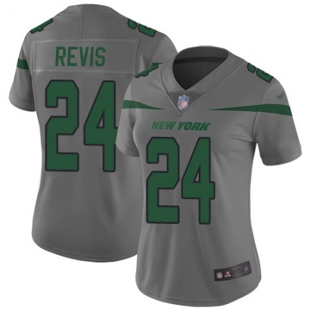 Nike Jets #24 Darrelle Revis Gray Women's Stitched NFL Limited Inverted Legend Jersey