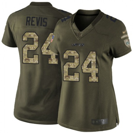 Nike Jets #24 Darrelle Revis Green Women's Stitched NFL Limited 2015 Salute to Service Jersey