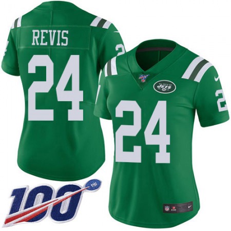 Nike Jets #24 Darrelle Revis Green Women's Stitched NFL Limited Rush 100th Season Jersey