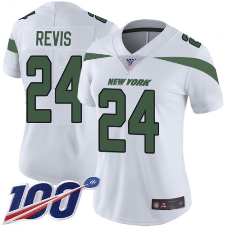 Nike Jets #24 Darrelle Revis White Women's Stitched NFL 100th Season Vapor Limited Jersey