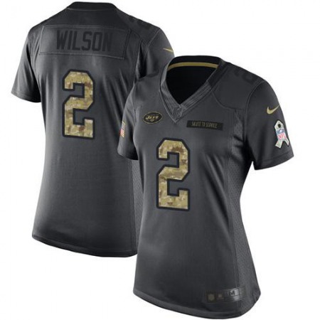 Nike Jets #2 Zach Wilson Black Women's Stitched NFL Limited 2016 Salute to Service Jersey