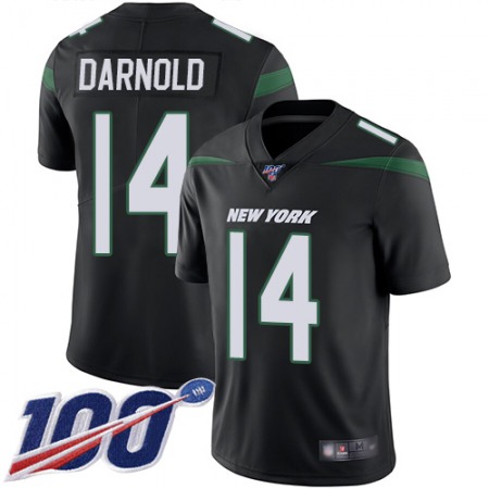 Nike Jets #14 Sam Darnold Black Alternate Youth Stitched NFL 100th Season Vapor Limited Jersey