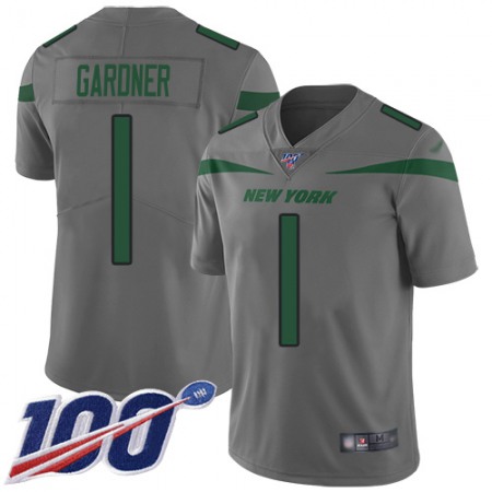 Nike Jets #1 Ahmad Sauce Gardner Gray Youth Stitched NFL Limited Inverted Legend 100th Season Jersey