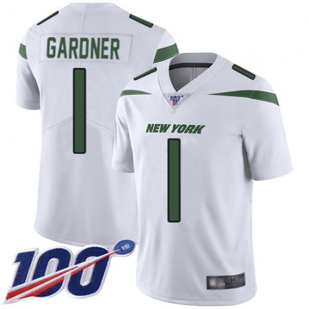 Nike Jets #1 Ahmad Sauce Gardner White Youth Stitched NFL 100th Season Vapor Limited Jersey