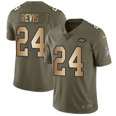 Nike Jets #24 Darrelle Revis Olive/Gold Youth Stitched NFL Limited 2017 Salute To Service Jersey