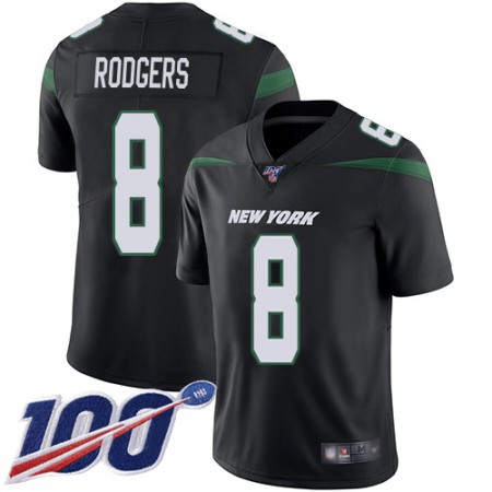 Nike Jets #8 Aaron Rodgers Black Alternate Youth Stitched NFL 100th Season Vapor Untouchable Limited Jersey