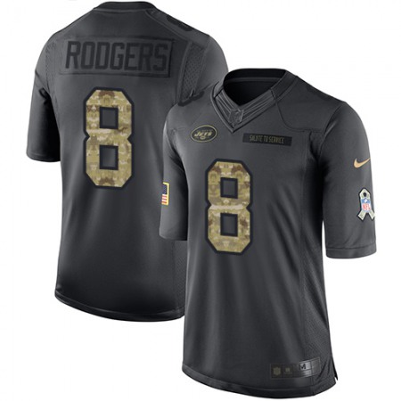Nike Jets #8 Aaron Rodgers Black Youth Stitched NFL Limited 2016 Salute to Service Jersey