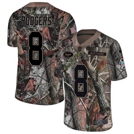 Nike Jets #8 Aaron Rodgers Camo Youth Stitched NFL Limited Rush Realtree Jersey