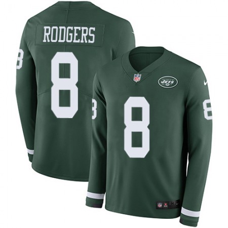 Nike Jets #8 Aaron Rodgers Green Team Color Youth Stitched NFL Limited Therma Long Sleeve Jersey