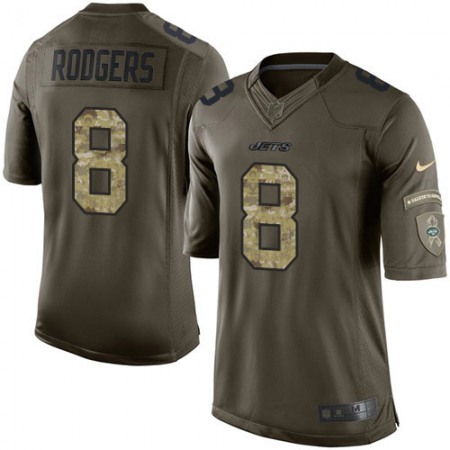 Nike Jets #8 Aaron Rodgers Green Youth Stitched NFL Limited 2015 Salute To Service Jersey