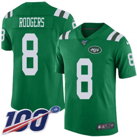 Nike Jets #8 Aaron Rodgers Green Youth Stitched NFL Limited Rush 100th Season Jersey