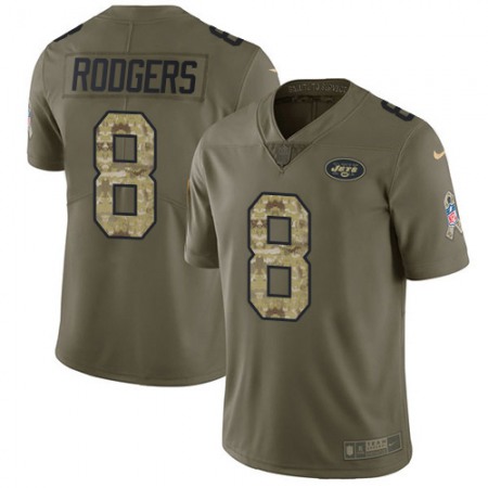 Nike Jets #8 Aaron Rodgers Olive/Camo Youth Stitched NFL Limited 2017 Salute To Service Jersey
