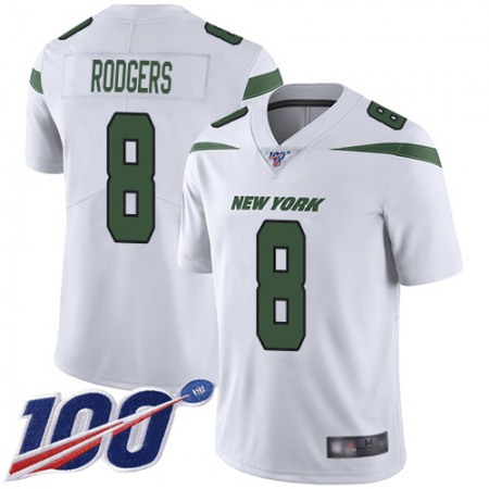 Nike Jets #8 Aaron Rodgers White Youth Stitched NFL 100th Season Vapor Limited Jersey