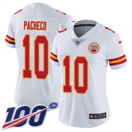 Nike Chiefs #10 Isiah Pacheco White Women's Stitched NFL 100th Season Vapor Limited Jersey