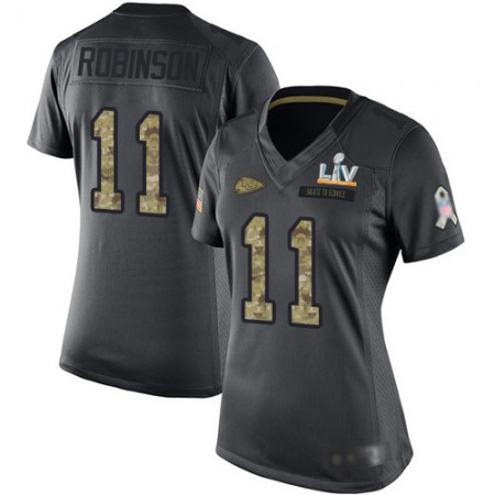 Nike Chiefs #11 Demarcus Robinson Black Women's Super Bowl LV Bound Stitched NFL Limited 2016 Salute to Service Jersey
