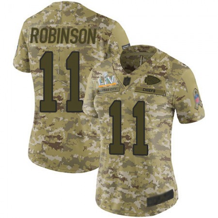 Nike Chiefs #11 Demarcus Robinson Camo Women's Super Bowl LV Bound Stitched NFL Limited 2018 Salute To Service Jersey