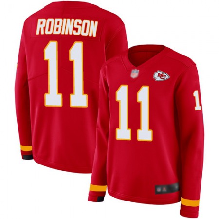 Nike Chiefs #11 Demarcus Robinson Red Team Color Women's Stitched NFL Limited Therma Long Sleeve Jersey