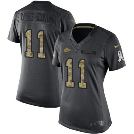Nike Chiefs #11 Marquez Valdes-Scantling Black Women's Stitched NFL Limited 2016 Salute to Service Jersey