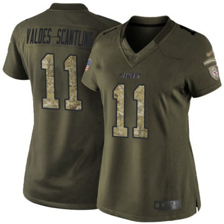 Nike Chiefs #11 Marquez Valdes-Scantling Green Women's Stitched NFL Limited 2015 Salute to Service Jersey