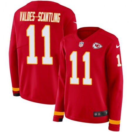 Nike Chiefs #11 Marquez Valdes-Scantling Red Team Color Women's Stitched NFL Limited Therma Long Sleeve Jersey