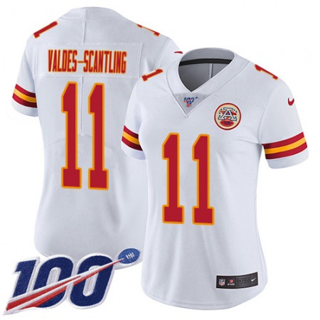 Nike Chiefs #11 Marquez Valdes-Scantling White Women's Stitched NFL 100th Season Vapor Limited Jersey
