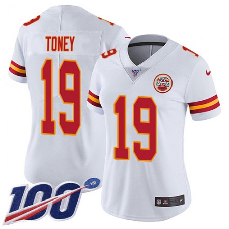 Nike Chiefs #19 Kadarius Toney White Women's Stitched NFL 100th Season Vapor Limited Jersey