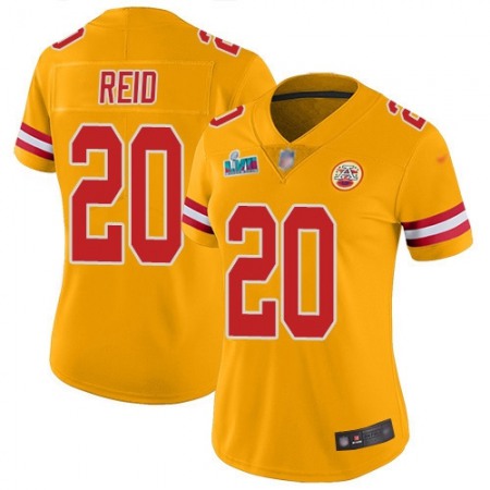Nike Chiefs #20 Justin Reid Gold Super Bowl LVII Patch Women's Stitched NFL Limited Inverted Legend Jersey