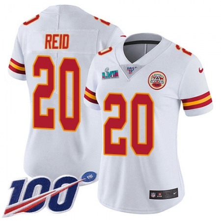 Nike Chiefs #20 Justin Reid White Super Bowl LVII Patch Women's Stitched NFL 100th Season Vapor Limited Jersey
