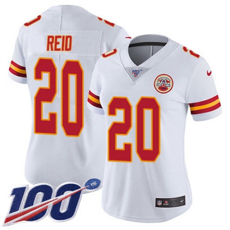 Nike Chiefs #20 Justin Reid White Women's Stitched NFL 100th Season Vapor Limited Jersey