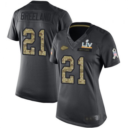 Nike Chiefs #21 Bashaud Breeland Black Women's Super Bowl LV Bound Stitched NFL Limited 2016 Salute to Service Jersey