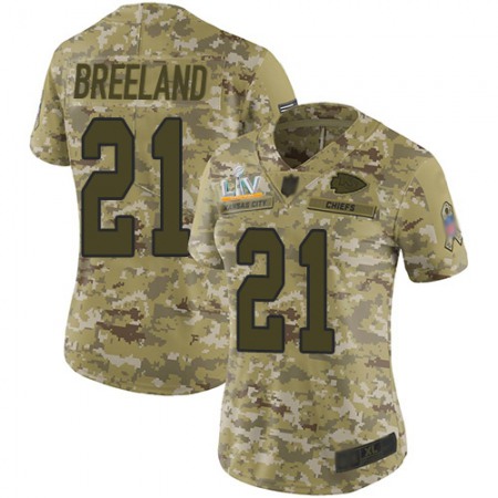 Nike Chiefs #21 Bashaud Breeland Camo Women's Super Bowl LV Bound Stitched NFL Limited 2018 Salute To Service Jersey