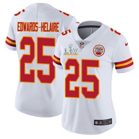 Nike Chiefs #25 Clyde Edwards-Helaire White Women's Super Bowl LV Bound Stitched NFL Vapor Untouchable Limited Jersey