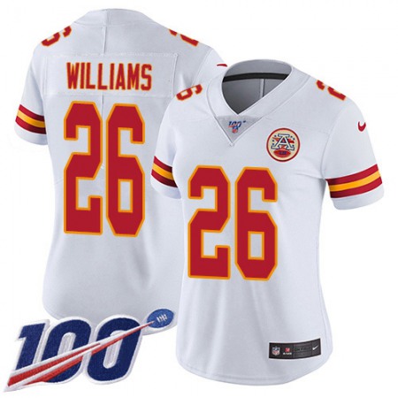 Nike Chiefs #26 Damien Williams White Women's Stitched NFL 100th Season Vapor Untouchable Limited Jersey
