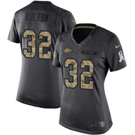 Nike Chiefs #32 Nick Bolton Black Women's Stitched NFL Limited 2016 Salute to Service Jersey