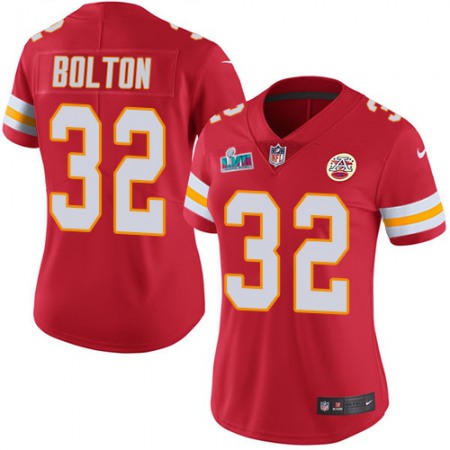 Nike Chiefs #32 Nick Bolton Red Team Color Super Bowl LVII Patch Women's Stitched NFL Vapor Untouchable Limited Jersey