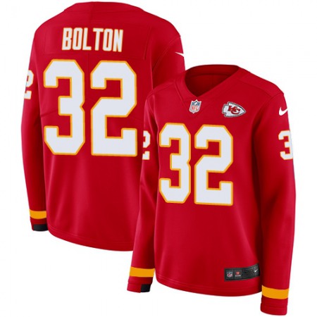 Nike Chiefs #32 Nick Bolton Red Team Color Women's Stitched NFL Limited Therma Long Sleeve Jersey