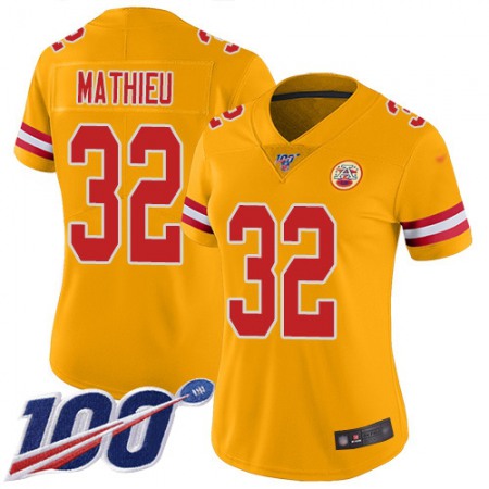 Nike Chiefs #32 Tyrann Mathieu Gold Women's Stitched NFL Limited Inverted Legend 100th Season Jersey