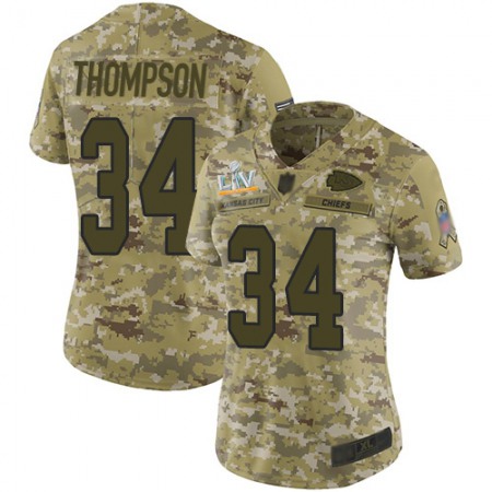 Nike Chiefs #34 Darwin Thompson Camo Women's Super Bowl LV Bound Stitched NFL Limited 2018 Salute To Service Jersey